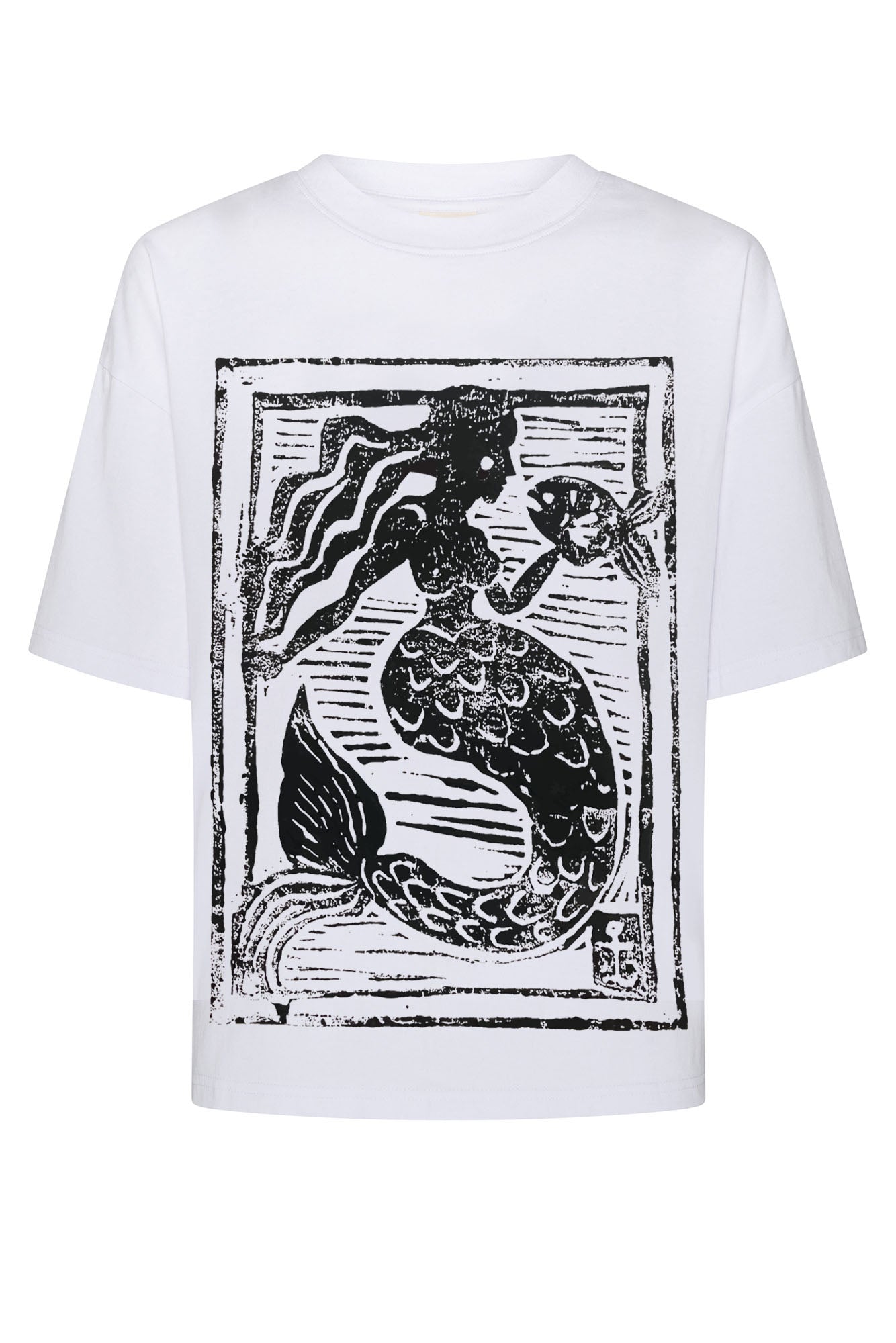 WHITE TSHIRT WITH MERMAID PRINT