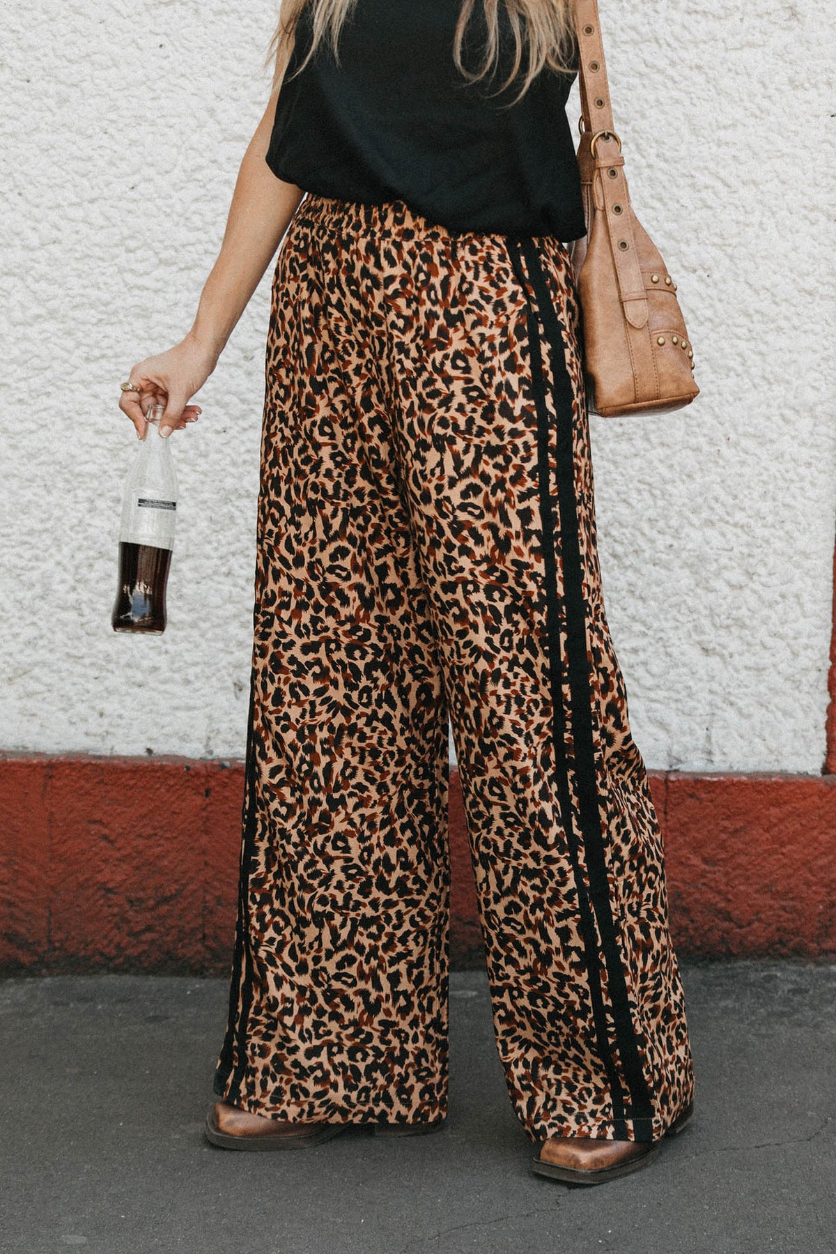 Jaya Linen Pant in Vogue animal print with 2 black side stripes by Zaziba Studio Australian fashion label